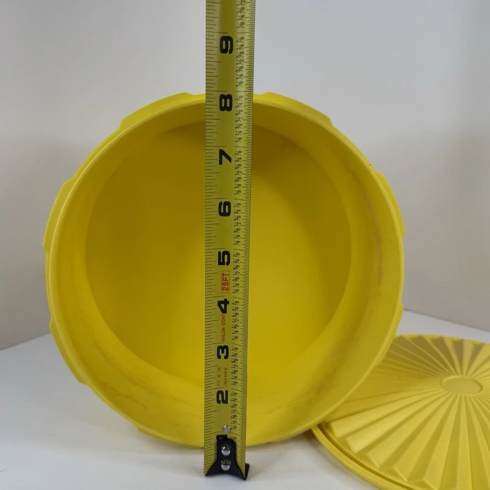 vintage Tupperware Servalier food storage canister 1970s Daffodil/harvest